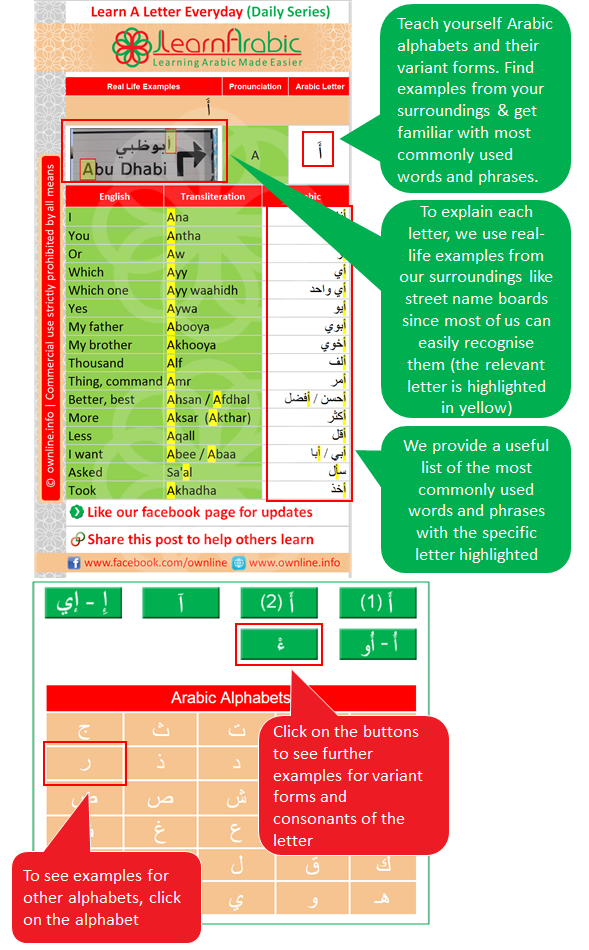 illustration of LearnArabic Infographic Structure